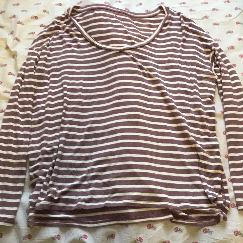 Pink and white striped long sleeve shirt